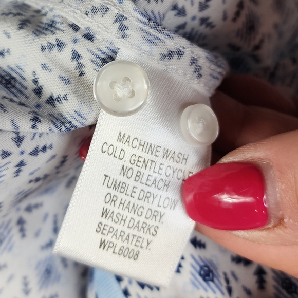 Panhandle Flip Cuff Blue White Aztec Arrow Long Sleeve Button Down Shirt Medium - Picture 14 of 16